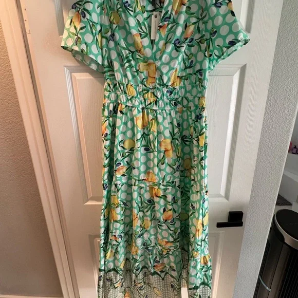 Lemon Polka Dot Anthropologie Somerset Maxi Dress - Picture 4 of 11